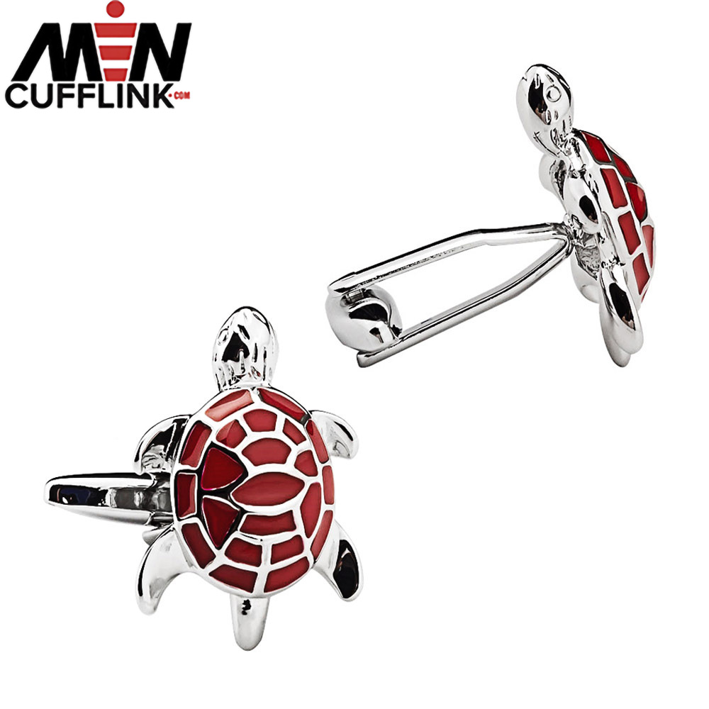 Turtle cufflinks in metal and lacquered enamel cufflinks