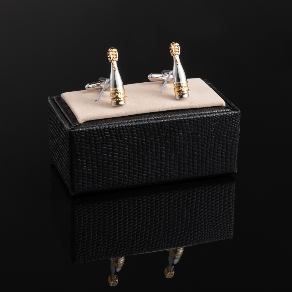 Two-tone plating champagne metal cufflinks