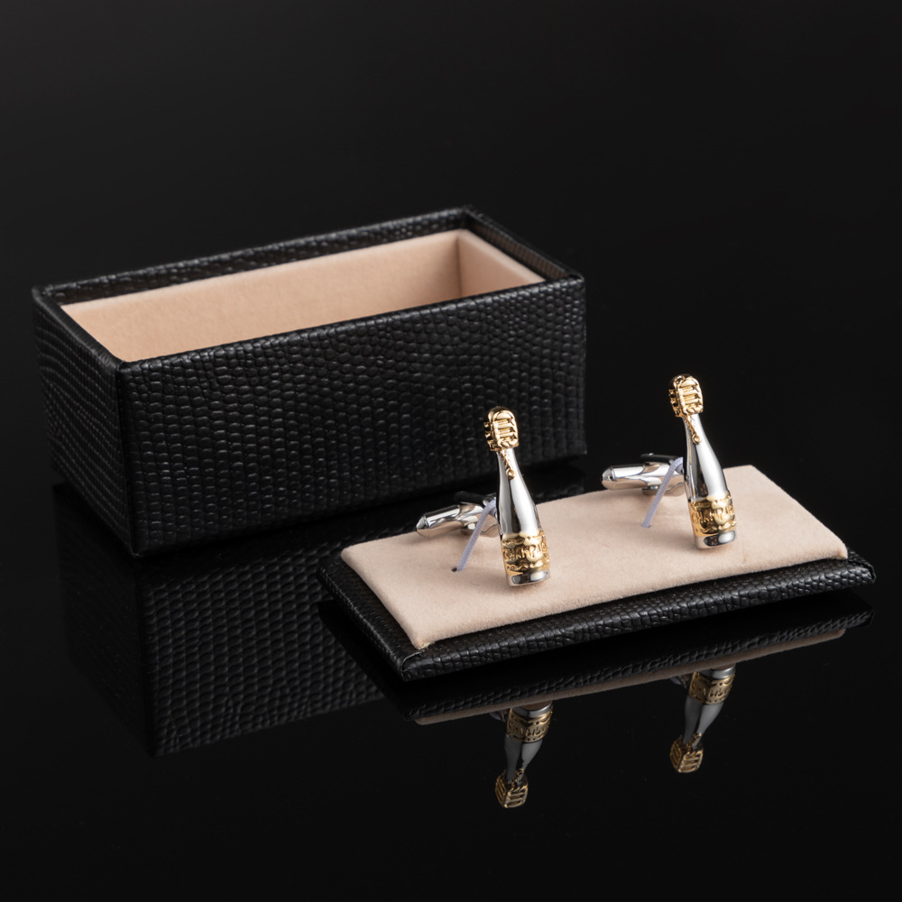 Two-tone plating champagne metal cufflinks