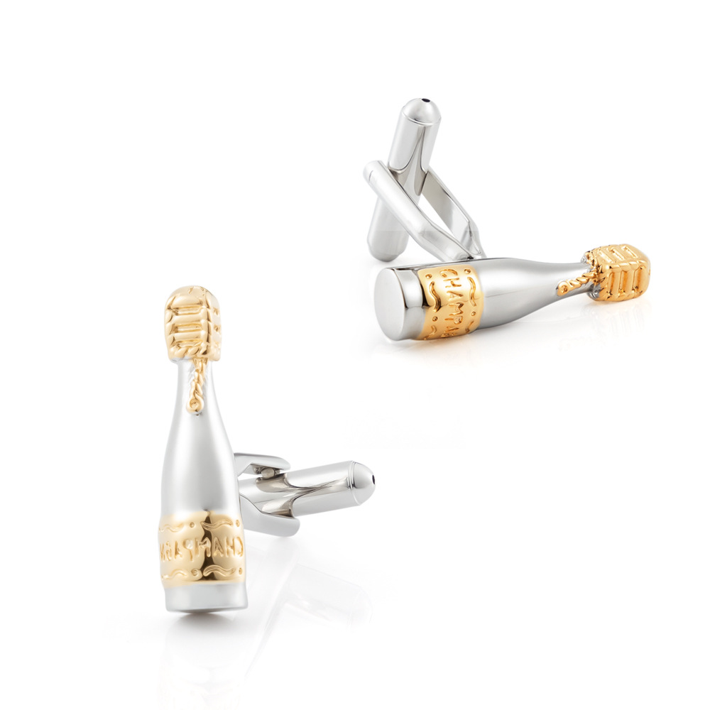 Two-tone plating champagne metal cufflinks